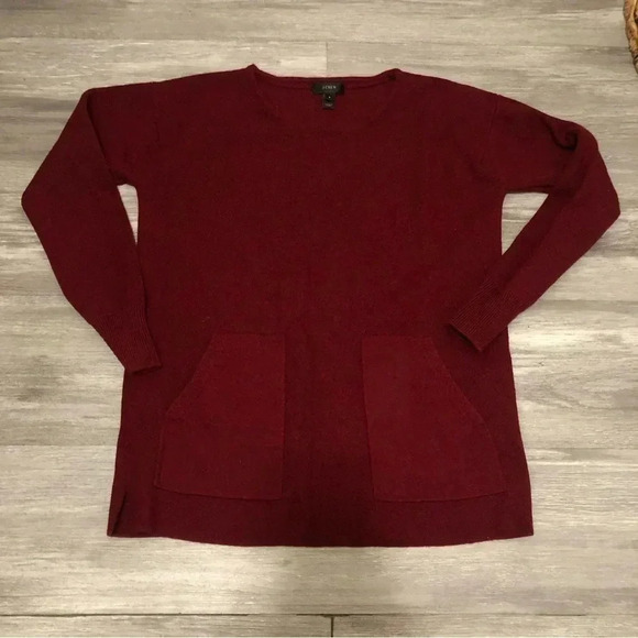 J Crew Merino Wool Burgundy Tunic Sweater Size S
Front pockets Knit‎ - Picture 1 of 8